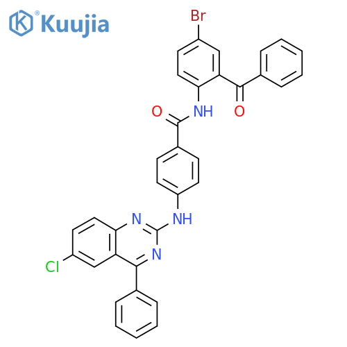 N-(2-benzoyl-4-bromophenyl)-4-[(6-chloro-4-phenylquinazolin-2-yl)amino]benzamide structure
