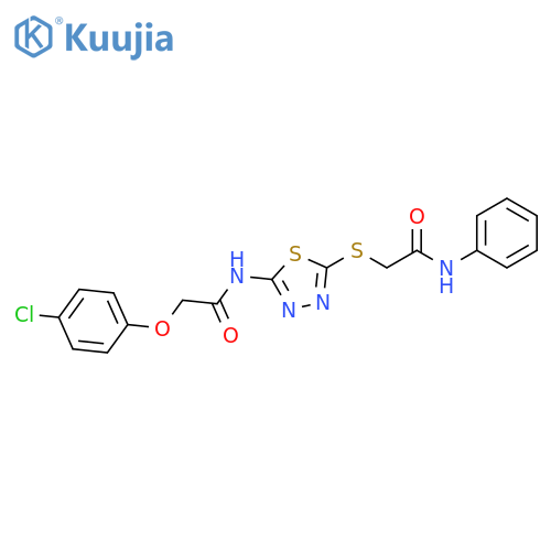 2-(4-chlorophenoxy)-N-(5-{(phenylcarbamoyl)methylsulfanyl}-1,3,4-thiadiazol-2-yl)acetamide structure