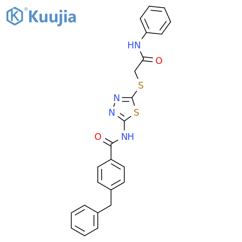 4-benzyl-N-(5-{(phenylcarbamoyl)methylsulfanyl}-1,3,4-thiadiazol-2-yl)benzamide structure
