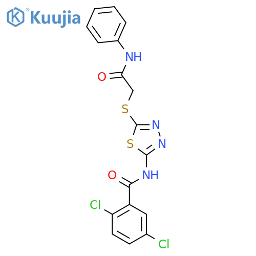 2,5-dichloro-N-(5-{(phenylcarbamoyl)methylsulfanyl}-1,3,4-thiadiazol-2-yl)benzamide structure