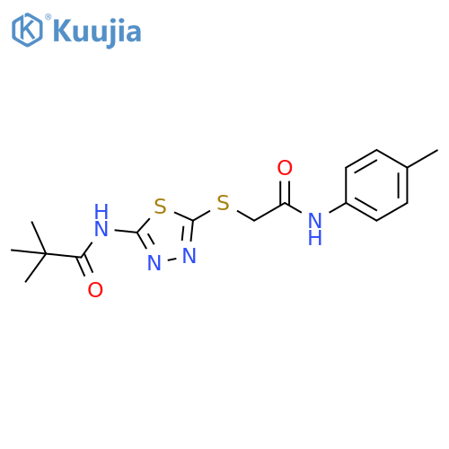 2,2-dimethyl-N-5-({(4-methylphenyl)carbamoylmethyl}sulfanyl)-1,3,4-thiadiazol-2-ylpropanamide structure
