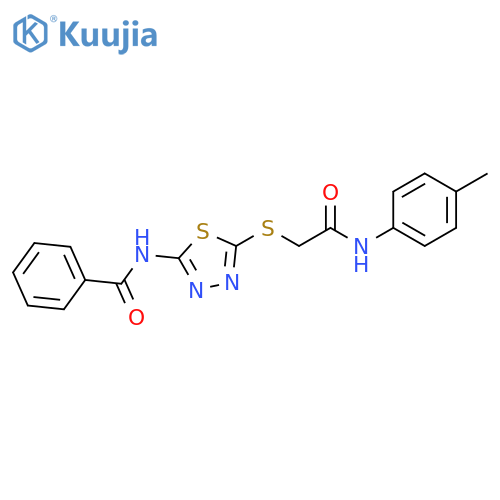 N-5-({(4-methylphenyl)carbamoylmethyl}sulfanyl)-1,3,4-thiadiazol-2-ylbenzamide structure