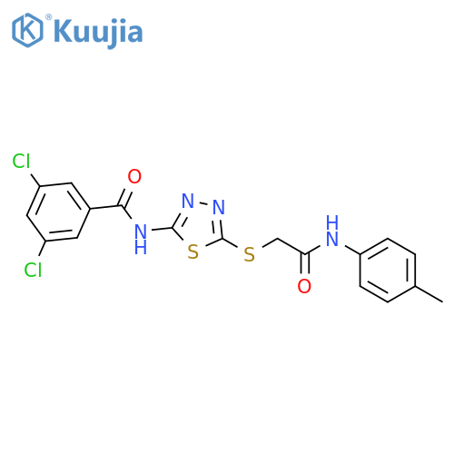 3,5-dichloro-N-5-({(4-methylphenyl)carbamoylmethyl}sulfanyl)-1,3,4-thiadiazol-2-ylbenzamide structure