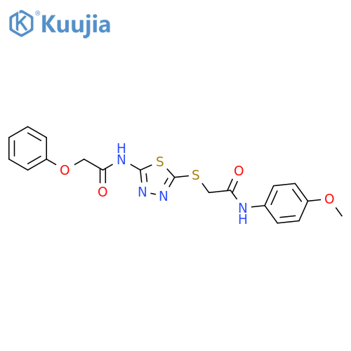 N-5-({(4-methoxyphenyl)carbamoylmethyl}sulfanyl)-1,3,4-thiadiazol-2-yl-2-phenoxyacetamide structure