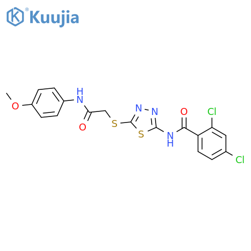 2,4-dichloro-N-5-({(4-methoxyphenyl)carbamoylmethyl}sulfanyl)-1,3,4-thiadiazol-2-ylbenzamide structure