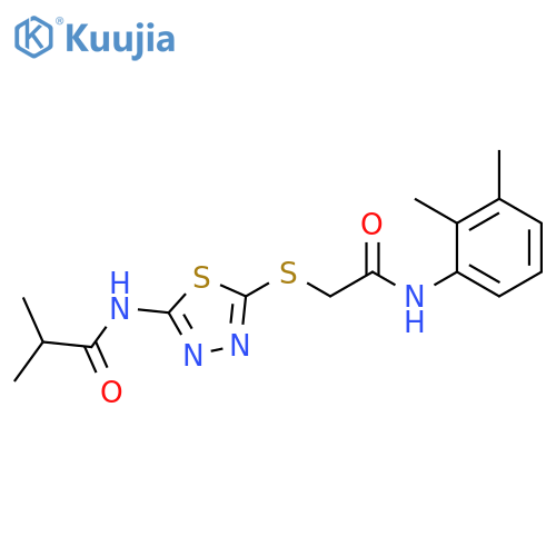 N-5-({(2,3-dimethylphenyl)carbamoylmethyl}sulfanyl)-1,3,4-thiadiazol-2-yl-2-methylpropanamide structure