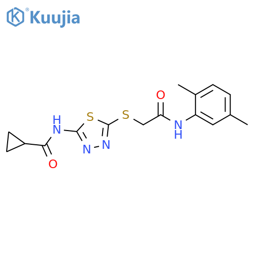 N-5-({(2,5-dimethylphenyl)carbamoylmethyl}sulfanyl)-1,3,4-thiadiazol-2-ylcyclopropanecarboxamide structure