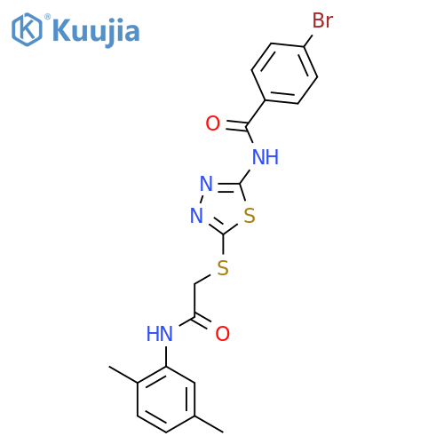 4-bromo-N-5-({(2,5-dimethylphenyl)carbamoylmethyl}sulfanyl)-1,3,4-thiadiazol-2-ylbenzamide structure