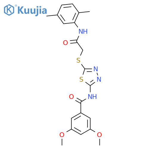 N-[5-({[(2,5-dimethylphenyl)carbamoyl]methyl}sulfanyl)-1,3,4-thiadiazol-2-yl]-3,5-dimethoxybenzamide structure