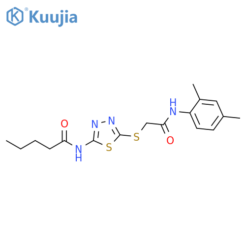 N-5-({(2,4-dimethylphenyl)carbamoylmethyl}sulfanyl)-1,3,4-thiadiazol-2-ylpentanamide structure