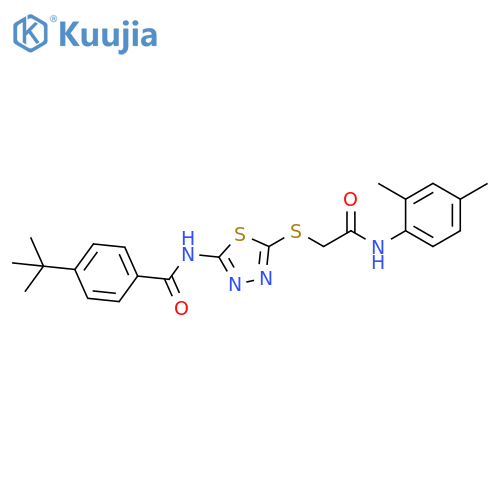 4-tert-butyl-N-5-({(2,4-dimethylphenyl)carbamoylmethyl}sulfanyl)-1,3,4-thiadiazol-2-ylbenzamide structure