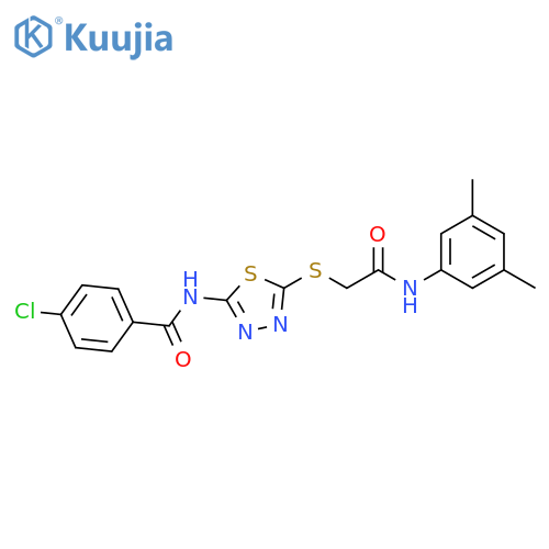 4-chloro-N-5-({(3,5-dimethylphenyl)carbamoylmethyl}sulfanyl)-1,3,4-thiadiazol-2-ylbenzamide structure