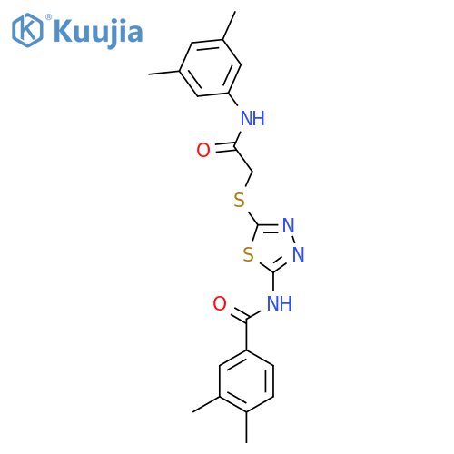 N-[5-({[(3,5-dimethylphenyl)carbamoyl]methyl}sulfanyl)-1,3,4-thiadiazol-2-yl]-3,4-dimethylbenzamide structure