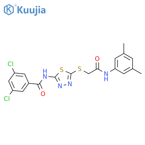 3,5-dichloro-N-5-({(3,5-dimethylphenyl)carbamoylmethyl}sulfanyl)-1,3,4-thiadiazol-2-ylbenzamide structure
