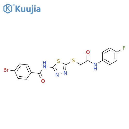 4-bromo-N-5-({(4-fluorophenyl)carbamoylmethyl}sulfanyl)-1,3,4-thiadiazol-2-ylbenzamide structure