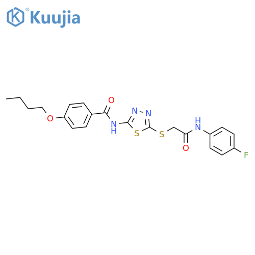 4-butoxy-N-5-({(4-fluorophenyl)carbamoylmethyl}sulfanyl)-1,3,4-thiadiazol-2-ylbenzamide structure
