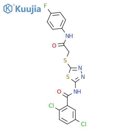 2,5-dichloro-N-5-({(4-fluorophenyl)carbamoylmethyl}sulfanyl)-1,3,4-thiadiazol-2-ylbenzamide structure