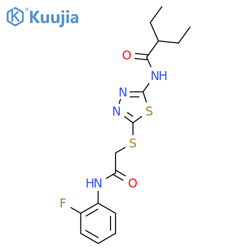 2-ethyl-N-5-({(2-fluorophenyl)carbamoylmethyl}sulfanyl)-1,3,4-thiadiazol-2-ylbutanamide structure