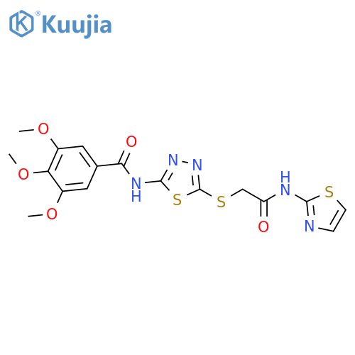 3,4,5-trimethoxy-N-5-({(1,3-thiazol-2-yl)carbamoylmethyl}sulfanyl)-1,3,4-thiadiazol-2-ylbenzamide structure