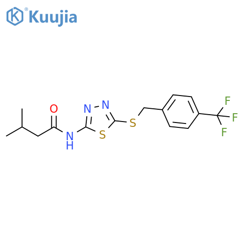 3-methyl-N-5-({4-(trifluoromethyl)phenylmethyl}sulfanyl)-1,3,4-thiadiazol-2-ylbutanamide structure