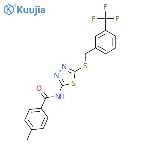 4-methyl-N-5-({3-(trifluoromethyl)phenylmethyl}sulfanyl)-1,3,4-thiadiazol-2-ylbenzamide structure
