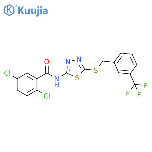 2,5-dichloro-N-5-({3-(trifluoromethyl)phenylmethyl}sulfanyl)-1,3,4-thiadiazol-2-ylbenzamide structure