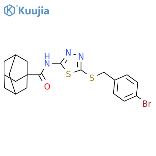 N-(5-{(4-bromophenyl)methylsulfanyl}-1,3,4-thiadiazol-2-yl)adamantane-1-carboxamide structure