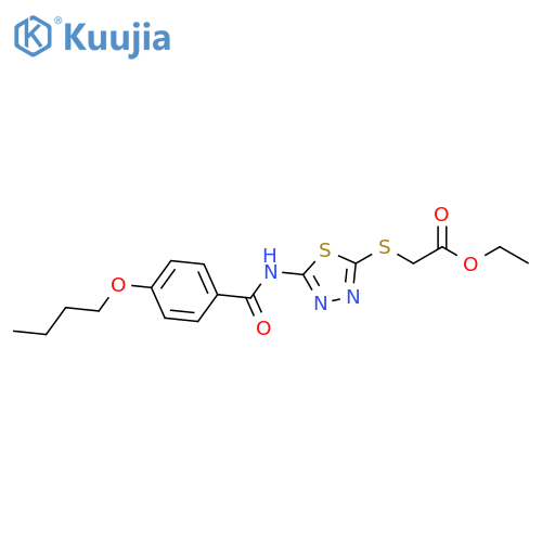 ethyl 2-{5-(4-butoxybenzamido)-1,3,4-thiadiazol-2-ylsulfanyl}acetate structure