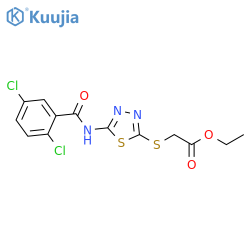 ethyl 2-{5-(2,5-dichlorobenzamido)-1,3,4-thiadiazol-2-ylsulfanyl}acetate structure