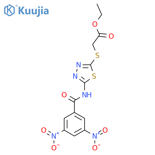 ethyl 2-{5-(3,5-dinitrobenzamido)-1,3,4-thiadiazol-2-ylsulfanyl}acetate structure