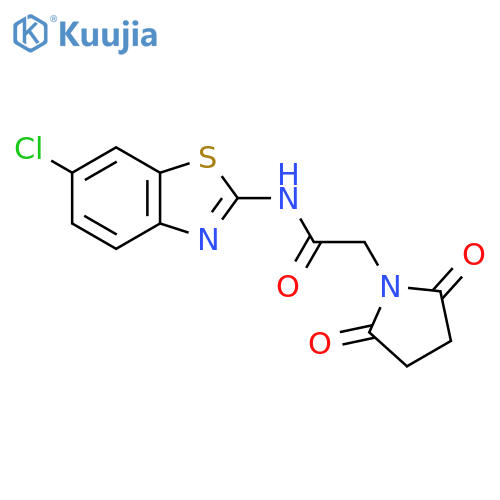 N-(6-chloro-1,3-benzothiazol-2-yl)-2-(2,5-dioxopyrrolidin-1-yl)acetamide structure