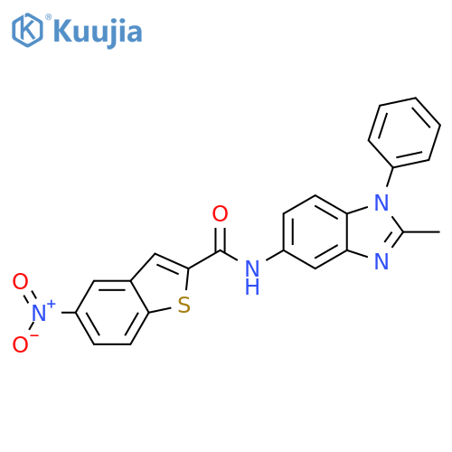 N-(2-methyl-1-phenyl-1H-1,3-benzodiazol-5-yl)-5-nitro-1-benzothiophene-2-carboxamide structure