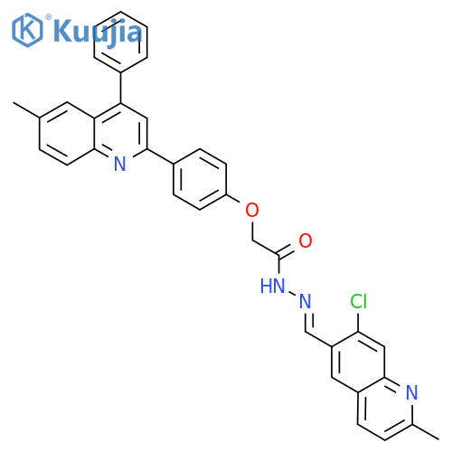 N'-[(1E)-(7-chloro-2-methylquinolin-6-yl)methylidene]-2-[4-(6-methyl-4-phenylquinolin-2-yl)phenoxy]acetohydrazide structure