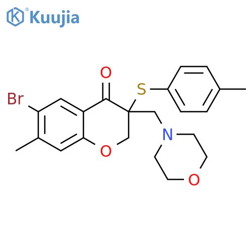 4H-1-Benzopyran-4-one,6-bromo-2,3-dihydro-7-methyl-3-[(4-methylphenyl)thio]-3-(4-morpholinylmethyl)- structure