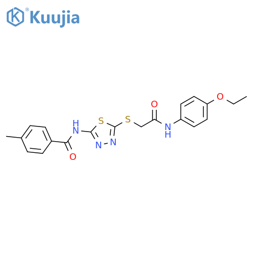 N-5-({(4-ethoxyphenyl)carbamoylmethyl}sulfanyl)-1,3,4-thiadiazol-2-yl-4-methylbenzamide structure