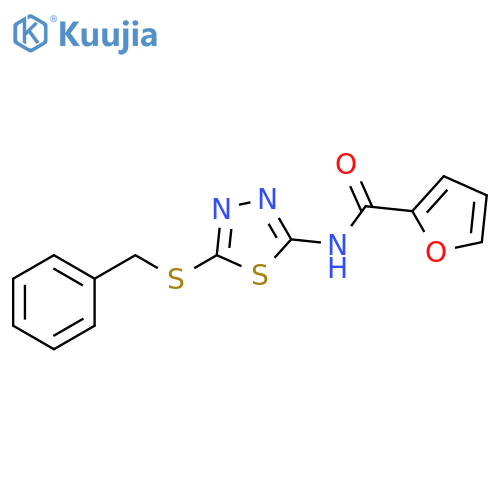N-5-(benzylsulfanyl)-1,3,4-thiadiazol-2-ylfuran-2-carboxamide structure