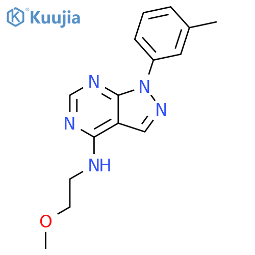N-(2-methoxyethyl)-1-(3-methylphenyl)-1H-pyrazolo[3,4-d]pyrimidin-4-amine structure