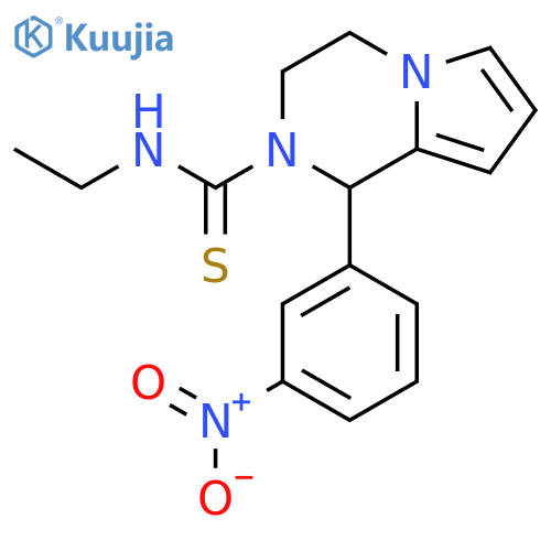 N-ethyl-1-(3-nitrophenyl)-1H,2H,3H,4H-pyrrolo1,2-apyrazine-2-carbothioamide structure