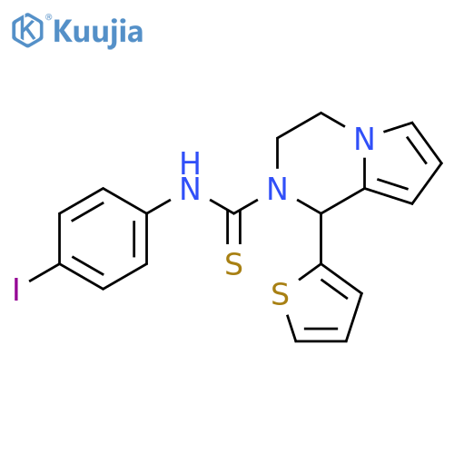 N-(4-iodophenyl)-1-(thiophen-2-yl)-1H,2H,3H,4H-pyrrolo1,2-apyrazine-2-carbothioamide structure