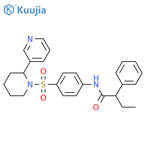 2-phenyl-N-(4-{2-(pyridin-3-yl)piperidin-1-ylsulfonyl}phenyl)butanamide structure