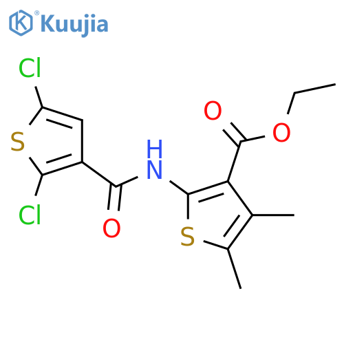ethyl 2-(2,5-dichlorothiophene-3-amido)-4,5-dimethylthiophene-3-carboxylate structure