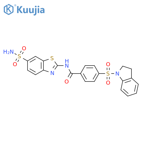 4-(2,3-dihydro-1H-indole-1-sulfonyl)-N-(6-sulfamoyl-1,3-benzothiazol-2-yl)benzamide structure