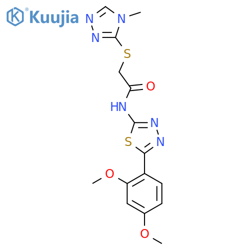 N-5-(2,4-dimethoxyphenyl)-1,3,4-thiadiazol-2-yl-2-(4-methyl-4H-1,2,4-triazol-3-yl)sulfanylacetamide structure