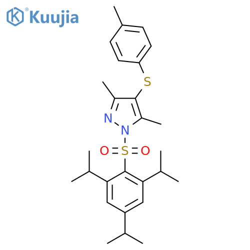 3,5-dimethyl-4-(4-methylphenyl)sulfanyl-1-2,4,6-tris(propan-2-yl)benzenesulfonyl-1H-pyrazole structure