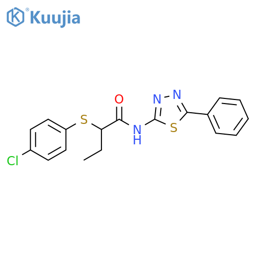 2-(4-chlorophenyl)sulfanyl-N-(5-phenyl-1,3,4-thiadiazol-2-yl)butanamide structure