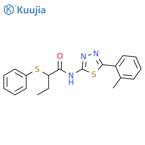 N-5-(2-methylphenyl)-1,3,4-thiadiazol-2-yl-2-(phenylsulfanyl)butanamide structure