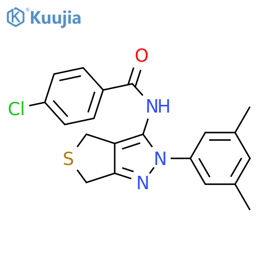 4-chloro-N-[2-(3,5-dimethylphenyl)-2H,4H,6H-thieno[3,4-c]pyrazol-3-yl]benzamide structure
