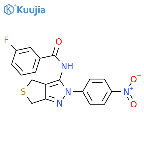 3-fluoro-N-2-(4-nitrophenyl)-2H,4H,6H-thieno3,4-cpyrazol-3-ylbenzamide structure