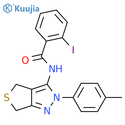 2-iodo-N-2-(4-methylphenyl)-2H,4H,6H-thieno3,4-cpyrazol-3-ylbenzamide structure