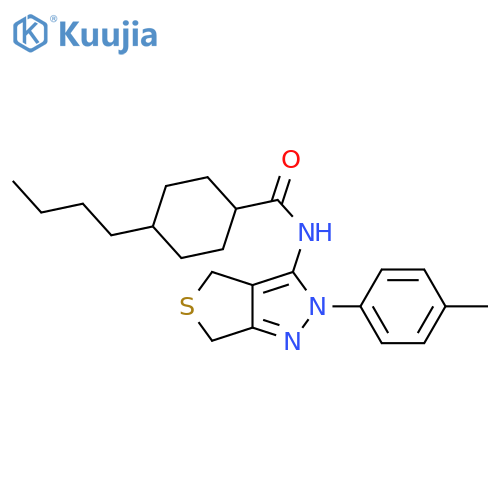 4-butyl-N-2-(4-methylphenyl)-2H,4H,6H-thieno3,4-cpyrazol-3-ylcyclohexane-1-carboxamide structure